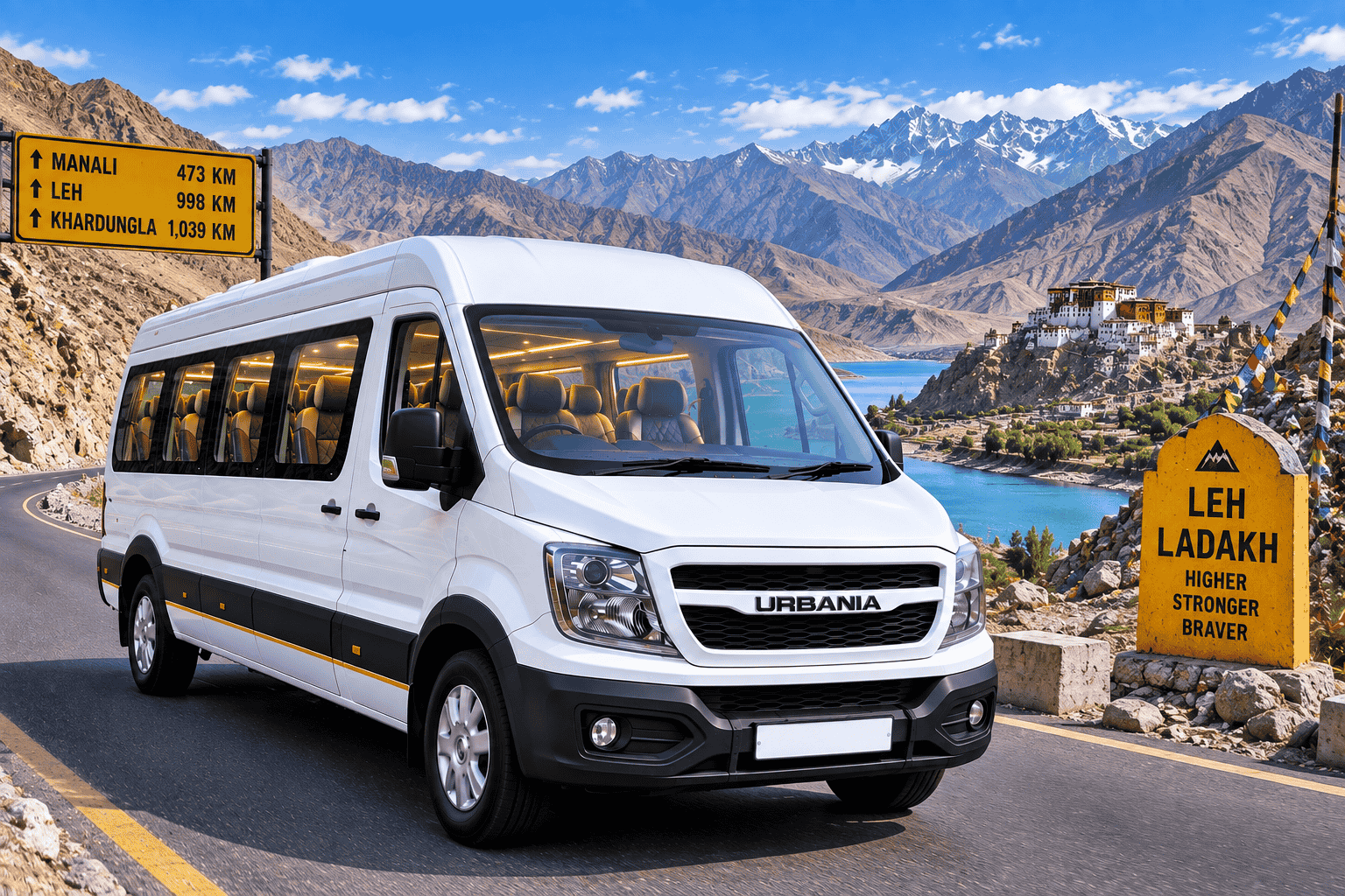 16 Seater Urbania Hire for Ladakh Trip from Gurgaon | Luxury Ladakh Group Travel