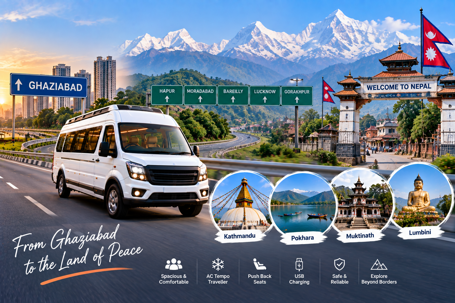 Ghaziabad to Nepal Tour Tempo Traveller – Comfortable International Road Trip Guide